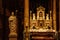 Decorative interior of Church, Basilica of St. Wenceslas, ornamented baroque main altar, marble statues, ceiling of wooden