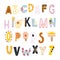 Decorative kids alphabet. Creative abc isolated. Vector illustration