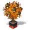 Decorative lamp in the form of a potted tree with plafonds in the form of acorns isolated on white background. Vector