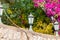 Decorative  lamps are on the fence in the territory of the Armenian quarter in the old city of Jerusalem, Israel