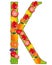 Decorative letter K english from fruit and vegetables