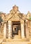 Decorative lintels in reconstructed ruins of ornately carved 10th-century, red sand stone, temple dedicated to the Hindu god Shiv