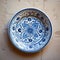 Decorative Moroccan ceramic hand painted plate, handmade, , closeup top view.