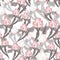 Decorative nature seamless pattern with grey and pink colored iris flower branches print. Isolated artwork