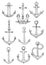 Decorative nautical anchors with chain and rope