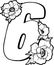 Decorative number 6 for coloring. Coloring book page, element of creativity. Drawing with anemones. Vector digit