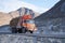 Decorative old truck with Karakoram mountain range in the back