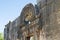 Decorative ornament above the main entrance to the ruins of the Big Sinagogue of the Talmudic Period in Bar`am National Park in Is