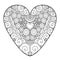 Decorative ornamental heart. Vector illustration for Valentine day greeting card. Coloring book page for adult and children.