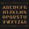 Decorative ornate alphabet vector font. Golden leaf letters.