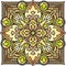 Decorative ornate rich decorated square mandala in golden tones