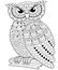 Decorative owl. Adult antistress coloring page