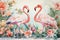 Decorative painting of pair flamingos