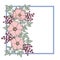 Decorative pastel square border with tenderness wild rose flower