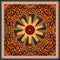 Decorative pattern in shape of wheel in motion on ornamental background. Ethnic style. Bandana print, carpet, wrapping design