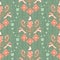 Decorative Peach And Green Ornate Abstract Floral Pattern