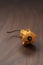 Decorative pear pumpkin on wood table