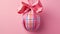Decorative pink Easter hanging egg ribbon bow ai generated background image