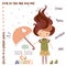 Decorative poster with cute girl. Rain rain go away vector illustration