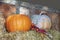 Decorative pumpkins on haystack Helen Georgia