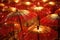 Decorative Red And Gold Umbrellas Representing Protection And Blessings Chinese New Year. Generative AI
