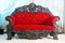 Decorative red sofa on stage