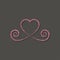 Decorative red and white gold heart icon. glitter logo, love symbol on a black background. use in decoration, design. vector