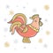 Decorative rooster with snowflakes gold and silver