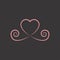 Decorative rose gold heart icon. glitter logo, love symbol on a