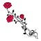 Decorative roses with sword. Blade entwined roses. Floral design