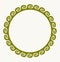 Decorative round frame for your design in Greek style ornament. Illustration in olive tones