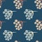 Decorative rowan silhouettes seamless nature pattern. Navy blue background. Simple style.