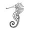 Decorative seahorse, exotic marine creature, reef fish, for icon, logo or emblem