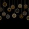 Decorative seamless border made of golden Christmas ball toys