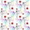 Decorative seamless pattern of birds and flowers
