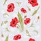 Decorative seamless pattern with blooming poppies for flat design