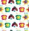 Decorative seamless pattern with insects and flowers Background with ladybirds, flowers and butterflies
