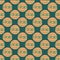 Decorative seamless pattern with light orange circus ball elements. Turquoise background. Simple design