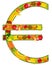 Decorative sign euro from fruit and vegetables