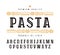 Decorative slab serif font and pasta label