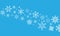 Decorative snowflake wave. Winter frozen snowy flakes snow stars border, snowfall snowstorm curve swirl white blizzard