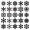 Decorative snowflakes. Black on white. Set 1