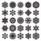 Decorative snowflakes. Black on white. Set 2