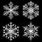 Decorative Snowflakes set on black background
