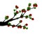 Decorative Spring Branch Tree Silhouette With strawberries