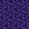 Decorative spring floral pattern with small pink- blue flowers and leaves on a dark blue background Minimal colors