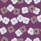 Decorative spring seamless pattern with doodle random simple flower elements. Pastel purple background