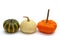 Decorative Squashes, diverse assortment cucurbitaceous, pumpkins on white background