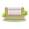 Decorative stone and metal fences. Exterior, design of gates, landscape.