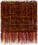 Decorative tapestry with grunge striped wavy pattern and long fluffy fringe in brown, yellow,orange colors